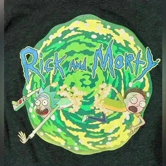 Rick and Morty Adult Swim Juniors Gray Long Sleeve T-Shirt Lg 11/13 - Picture 3 of 4